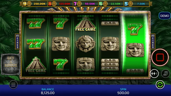Mayan Madness - หน้าจอเกมที่มีวงล้อและเส้น